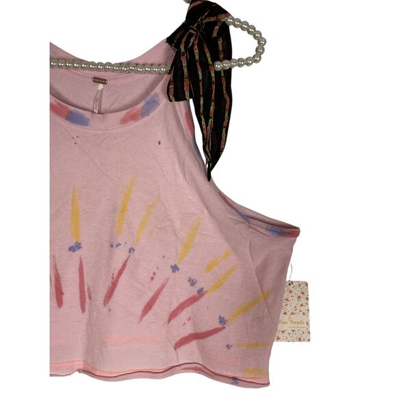 Free People NWT Women's KOA Pink Tie Dye Cropped Tank Size Large - Picture 4 of 9